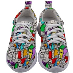 Graffiti Characters Seamless Pattern Kids Athletic Shoes by Simbadda