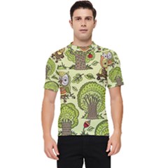 Seamless Pattern With Trees Owls Men s Short Sleeve Rash Guard by Simbadda