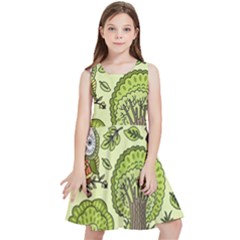 Seamless Pattern With Trees Owls Kids  Skater Dress by Simbadda