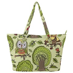 Seamless Pattern With Trees Owls Full Print Shoulder Bag by Simbadda