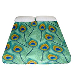 Lovely Peacock Feather Pattern With Flat Design Fitted Sheet (california King Size) by Simbadda