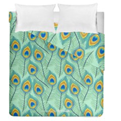 Lovely Peacock Feather Pattern With Flat Design Duvet Cover Double Side (queen Size) by Simbadda