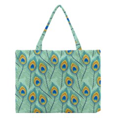 Lovely Peacock Feather Pattern With Flat Design Medium Tote Bag by Simbadda