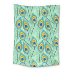 Lovely Peacock Feather Pattern With Flat Design Medium Tapestry by Simbadda