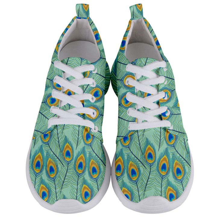 Lovely Peacock Feather Pattern With Flat Design Men s Lightweight Sports Shoes