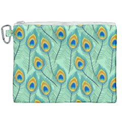 Lovely Peacock Feather Pattern With Flat Design Canvas Cosmetic Bag (xxl) by Simbadda