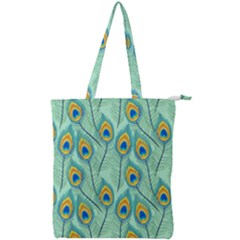 Lovely Peacock Feather Pattern With Flat Design Double Zip Up Tote Bag by Simbadda