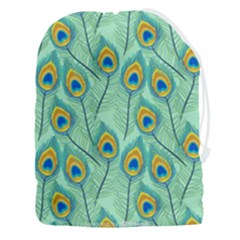 Lovely Peacock Feather Pattern With Flat Design Drawstring Pouch (3xl) by Simbadda