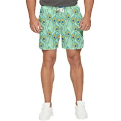 Lovely Peacock Feather Pattern With Flat Design Men s Runner Shorts by Simbadda