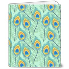 Lovely Peacock Feather Pattern With Flat Design 8  X 10  Hardcover Notebook