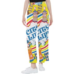 Colorful City Life Horizontal Seamless Pattern Urban City Women s Pants  by Simbadda