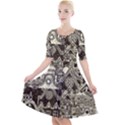 Four Hand Drawn City Patterns Quarter Sleeve A-Line Dress View1