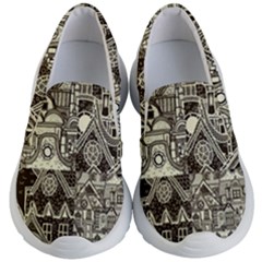 Four Hand Drawn City Patterns Kids Lightweight Slip Ons by Simbadda