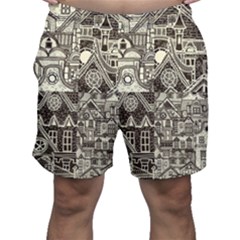 Four Hand Drawn City Patterns Men s Shorts by Simbadda