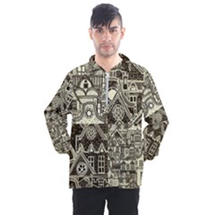 Four Hand Drawn City Patterns Men s Half Zip Pullover by Simbadda