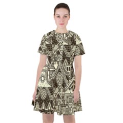 Four Hand Drawn City Patterns Sailor Dress by Simbadda