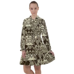 Four Hand Drawn City Patterns All Frills Chiffon Dress by Simbadda