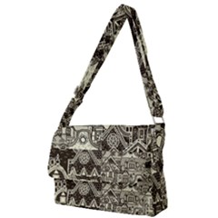 Four Hand Drawn City Patterns Full Print Messenger Bag (l) by Simbadda