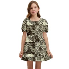 Four Hand Drawn City Patterns Kids  Short Sleeve Dolly Dress by Simbadda