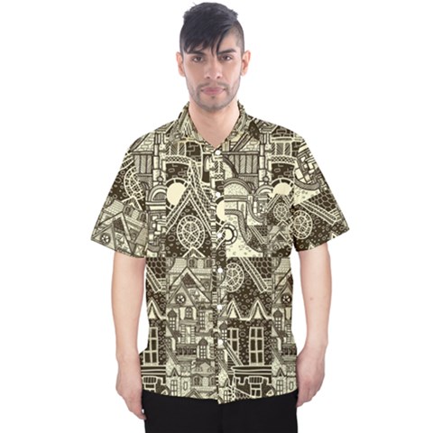 Four Hand Drawn City Patterns Men s Hawaii Shirt by Simbadda