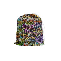 Graffiti Word Seamless Pattern Drawstring Pouch (medium) by Simbadda