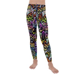 Graffiti Word Seamless Pattern Kids  Lightweight Velour Leggings by Simbadda