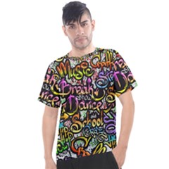 Graffiti Word Seamless Pattern Men s Sport Top by Simbadda