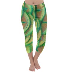 Beautiful Peacock Capri Winter Leggings  by Simbadda