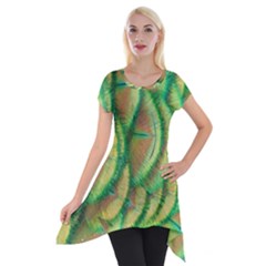 Beautiful Peacock Short Sleeve Side Drop Tunic by Simbadda