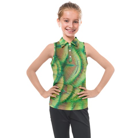 Beautiful Peacock Kids  Sleeveless Polo Tee by Simbadda