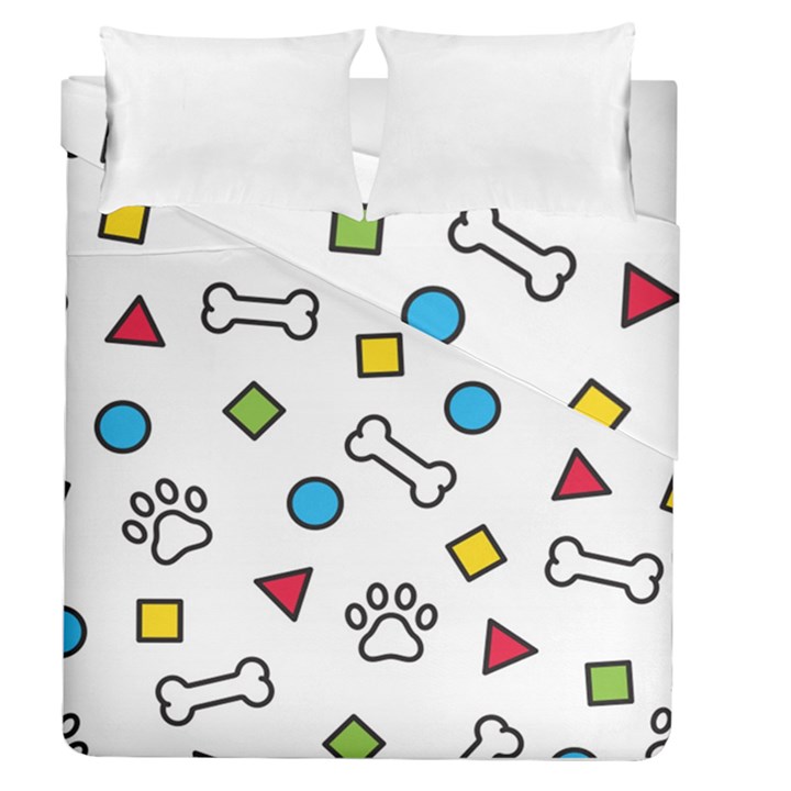 Dog Paw Seamless Pattern Foot Print Bone Duvet Cover Double Side (Queen Size)