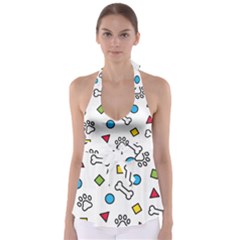 Dog Paw Seamless Pattern Foot Print Bone Babydoll Tankini Top by Simbadda