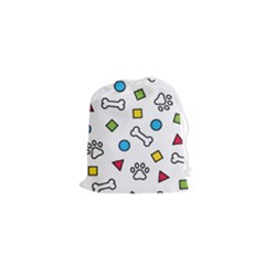 Dog Paw Seamless Pattern Foot Print Bone Drawstring Pouch (xs) by Simbadda