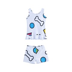 Dog Paw Seamless Pattern Foot Print Bone Kids  Boyleg Swimsuit by Simbadda