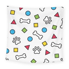 Dog Paw Seamless Pattern Foot Print Bone Square Tapestry (large) by Simbadda