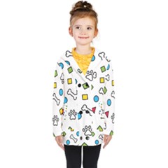 Dog Paw Seamless Pattern Foot Print Bone Kids  Double Breasted Button Coat by Simbadda