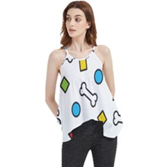 Dog Paw Seamless Pattern Foot Print Bone Flowy Camisole Tank Top by Simbadda