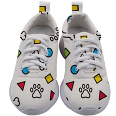 Dog Paw Seamless Pattern Foot Print Bone Kids Athletic Shoes by Simbadda