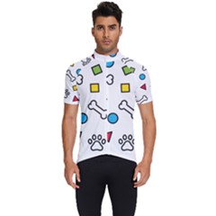 Dog Paw Seamless Pattern Foot Print Bone Men s Short Sleeve Cycling Jersey by Simbadda