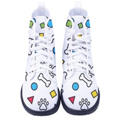 Dog Paw Seamless Pattern Foot Print Bone Men s High-top Canvas Sneakers by Simbadda