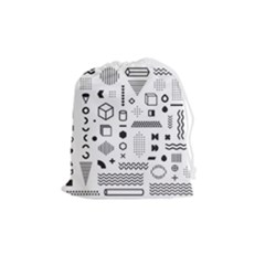 Pattern Hipster Abstract Form Geometric Line Variety Shapes Polkadots Fashion Style Seamless Drawstring Pouch (medium) by Simbadda