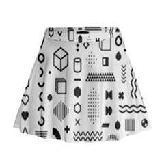 Pattern Hipster Abstract Form Geometric Line Variety Shapes Polkadots Fashion Style Seamless Mini Flare Skirt by Simbadda