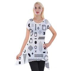 Pattern Hipster Abstract Form Geometric Line Variety Shapes Polkadots Fashion Style Seamless Short Sleeve Side Drop Tunic by Simbadda