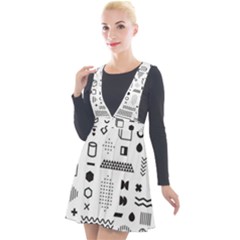 Pattern Hipster Abstract Form Geometric Line Variety Shapes Polkadots Fashion Style Seamless Plunge Pinafore Velour Dress by Simbadda