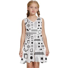 Pattern Hipster Abstract Form Geometric Line Variety Shapes Polkadots Fashion Style Seamless Kids  Sleeveless Tiered Mini Dress by Simbadda