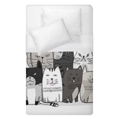 Cute Cat Hand Drawn Cartoon Style Duvet Cover (single Size) by Simbadda