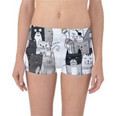 Cute Cat Hand Drawn Cartoon Style Reversible Boyleg Bikini Bottoms by Simbadda