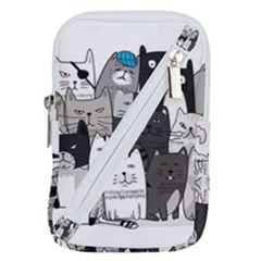 Cute Cat Hand Drawn Cartoon Style Belt Pouch Bag (large) by Simbadda