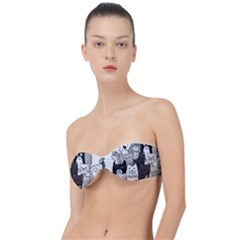 Cute Cat Hand Drawn Cartoon Style Classic Bandeau Bikini Top  by Simbadda