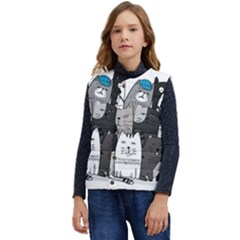 Cute Cat Hand Drawn Cartoon Style Kid s Button Up Puffer Vest	 by Simbadda